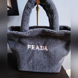 Prada Charcoal Shearling Tote